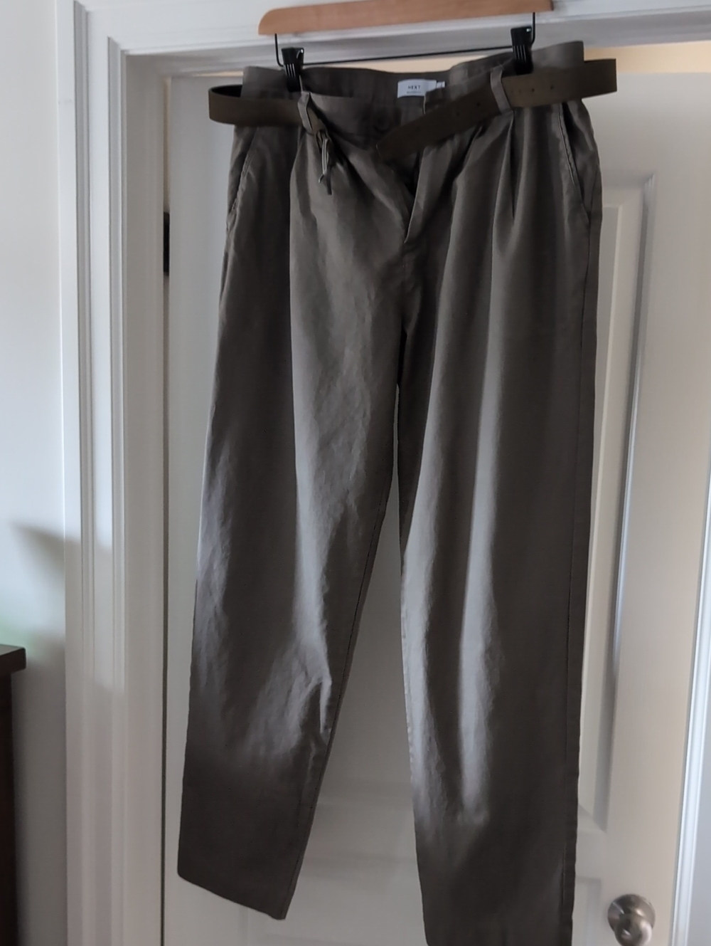 next Olive Green Pleated Chino Pants